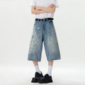 PFNW Seven-point Jeans 2025 Summer Print Design Korea Fashion Autumn Casual Male Trousers Streetwear 28W9110