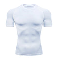Compression T-shirt men's summer sportswear running T-shirt elastic quick drying sports top T-shirt gym dumbbell exercise shirt