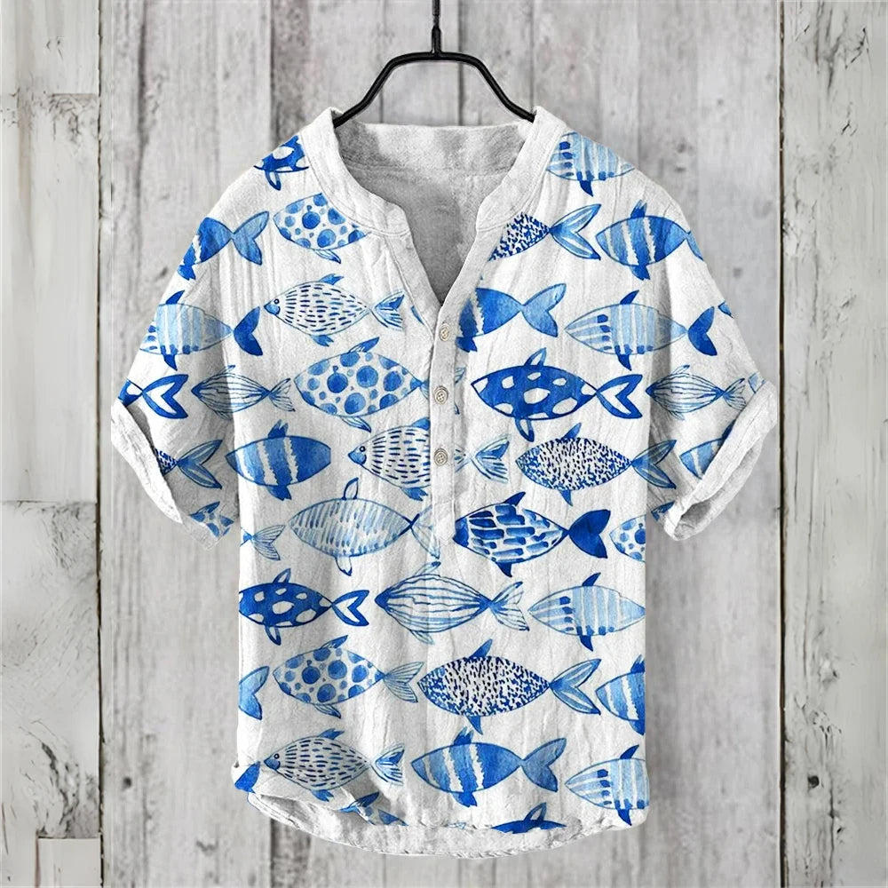 2025 new 9 special styles men's short-sleeved POLO shirt blended linen top Japanese retro casual large size men's clothing