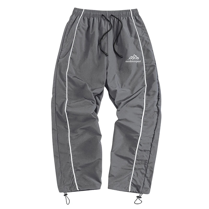 Men's Mountain Print Trendy Sporty Pants with Lines Gym Workout Running Trousers with Side Pockets Athletic Quick Dry Sweatpants