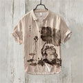 Men's Short Sleeve Linen Printed Shirt 2024 Japan Hot Selling Carp Print Holiday Daily Casual Wear Large Size XS-5XL