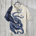 2025 New Retro Men's Short Sleeve POLO Shirt Linen Blended Printed Clothing Hawaiian Casual Fashion Large Size Men's Tops