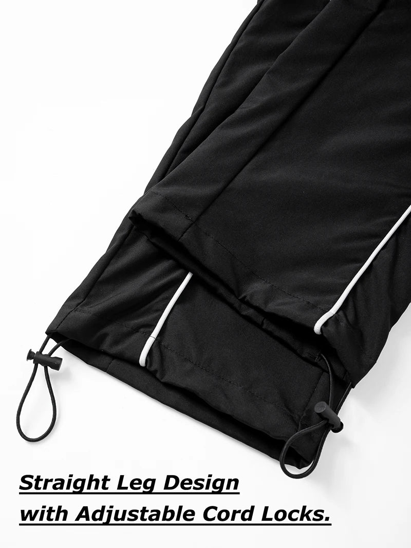 Men's Mountain Print Trendy Sporty Pants with Lines Gym Workout Running Trousers with Side Pockets Athletic Quick Dry Sweatpants