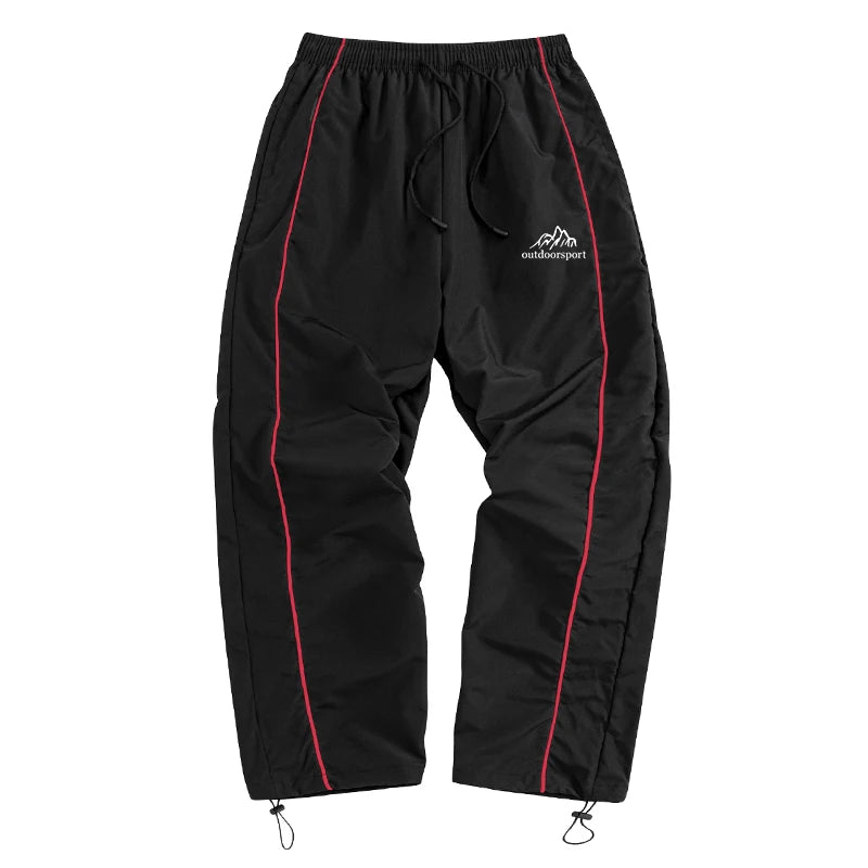 Men's Mountain Print Trendy Sporty Pants with Lines Gym Workout Running Trousers with Side Pockets Athletic Quick Dry Sweatpants