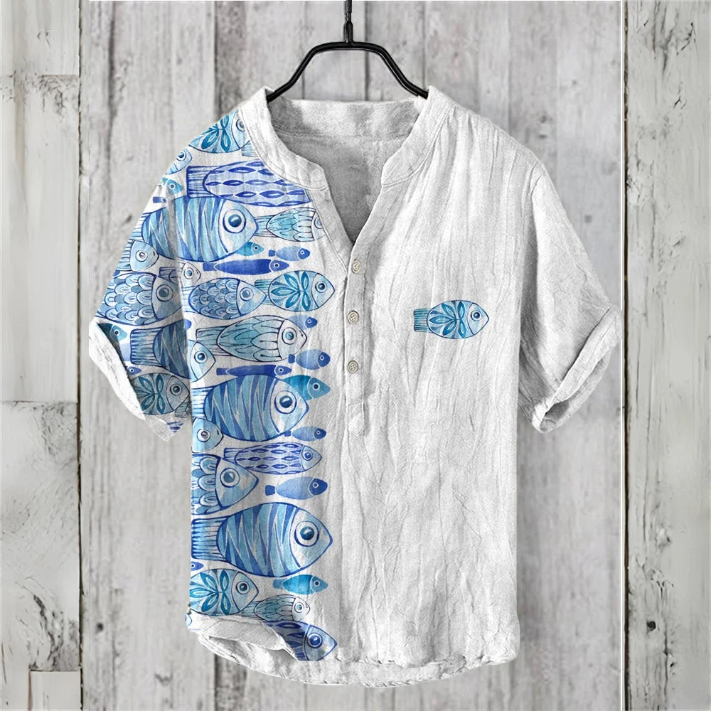 2025 new 9 special styles men's short-sleeved POLO shirt blended linen top Japanese retro casual large size men's clothing