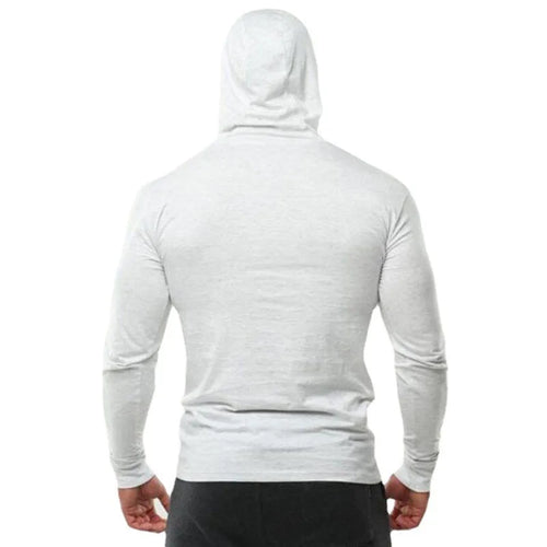 Autumn Cotton Breathable Casual Hooded T-Shirts Men Slim Fit Long Sleeve Running Shirts Gym Bodybuilding Training Fitness Hoodie
