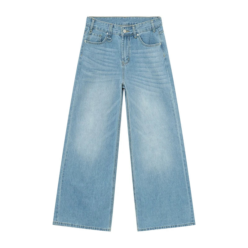 IEFB Vintage Men's Baggy Denim Trousers 2023 New Streetwear Wide Leg  Loose Denim Pants Fashion Distressed Straight Pants 9C1519