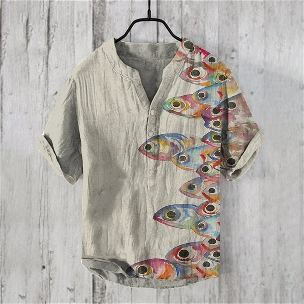 2025 new 9 special styles men's short-sleeved POLO shirt blended linen top Japanese retro casual large size men's clothing