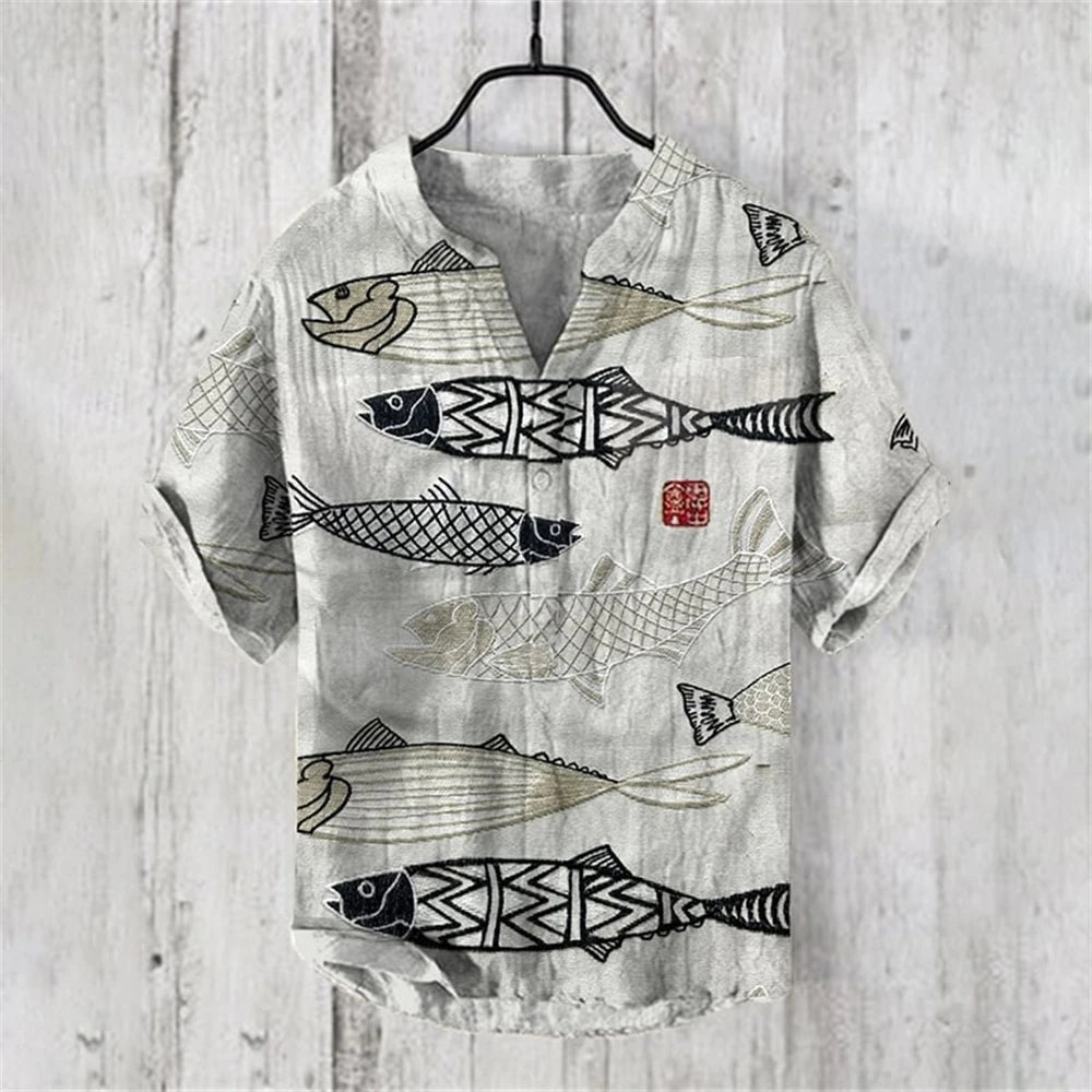 2025 new 9 special styles men's short-sleeved POLO shirt blended linen top Japanese retro casual large size men's clothing