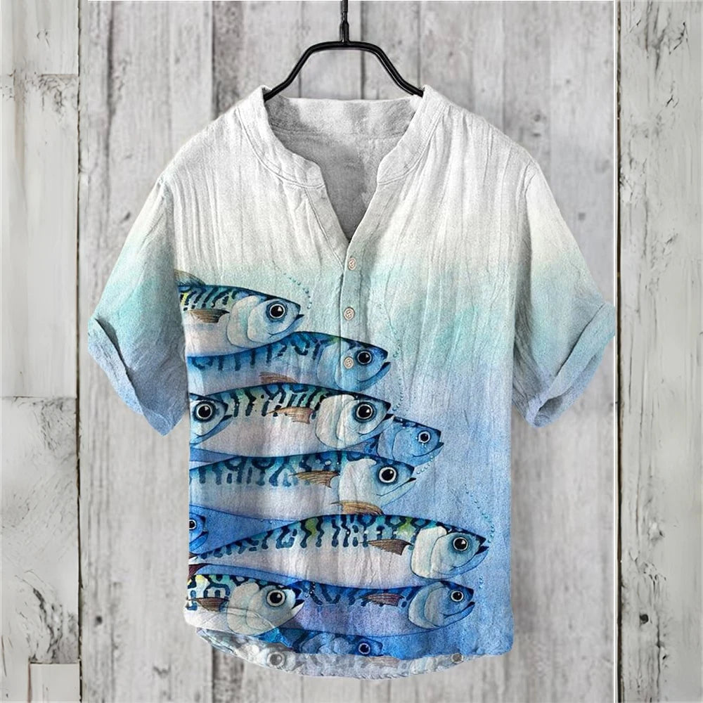 2025 new 9 special styles men's short-sleeved POLO shirt blended linen top Japanese retro casual large size men's clothing