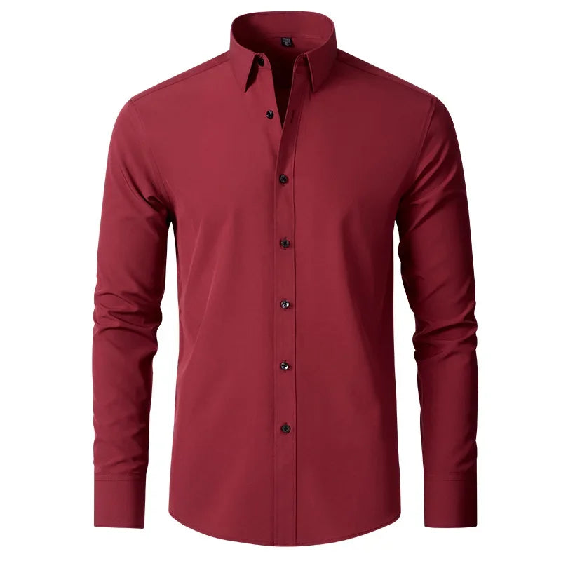6xl summer black White Oversize men's long-sleeved Dress shirt  High quality elastic force non-iron  business casual